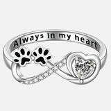Paw Print Gyűrű Szív és Végtelen Mintával